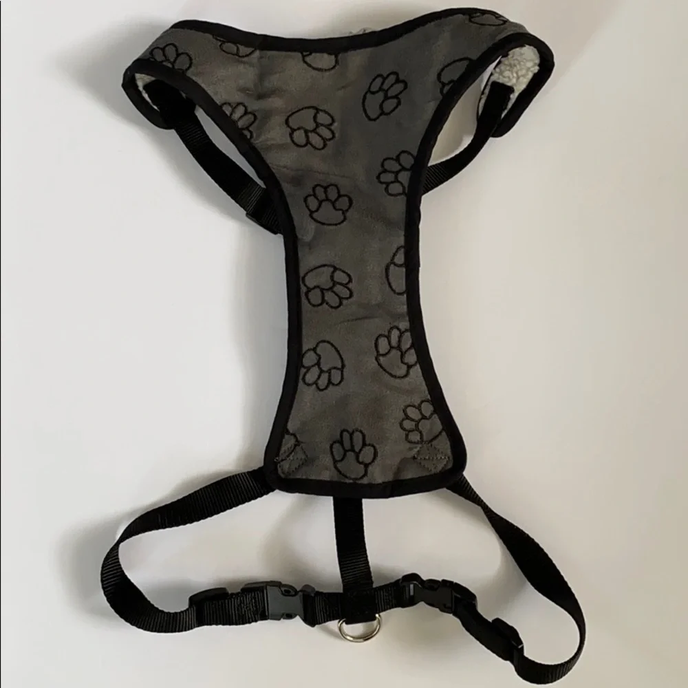 Dog Harness Fleece Gray Black size Large